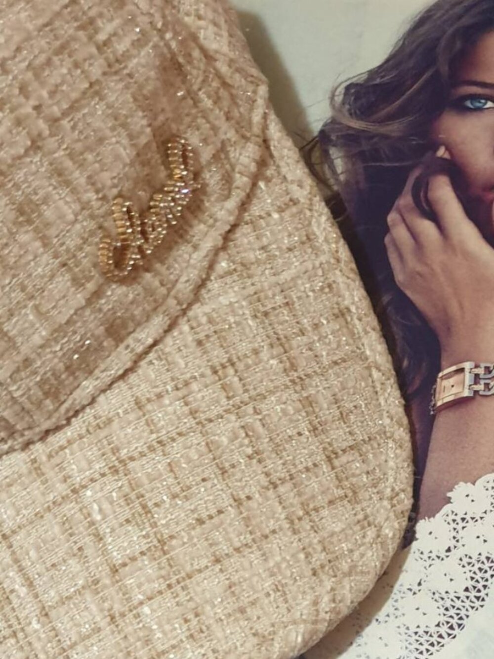Baseball Hat Cap Cream Gold Tweed Women Girls fashion Casual Formal Accessory